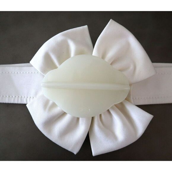 Escada Women's Sz 38 Off White Bow Detail Waist Belt Accessory - Picture 4 of 5